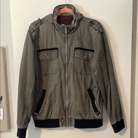 Quiksilver Gray and Black Military Field Jacket - Picture 1 of 8